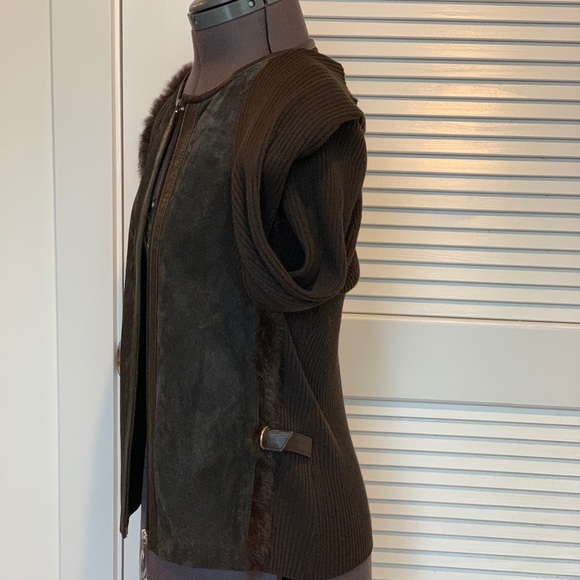 Blazer \ Jacket suede with fur trim - Picture 7 of 7